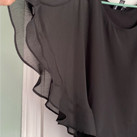 AB Studio Scoop Neckline Black Sheer Poncho with Inner Tank Top, Sz: Medium - Picture 7 of 8